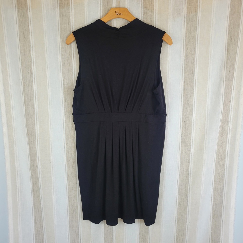NEW Chico's Classic Pleated Jersey Knit Short Dress Solid Black Size 3/US 16/18 - Picture 10 of 11